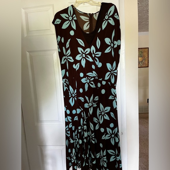 Jessica Howard size 18 A line belted dress in brown/teal floral print. - Picture 7 of 7